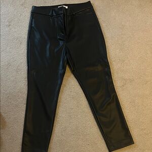 LOFT Black Faux Leather Trousers